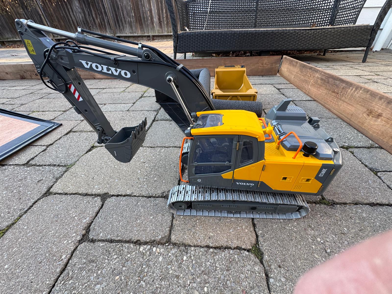 RC excavator action shot
